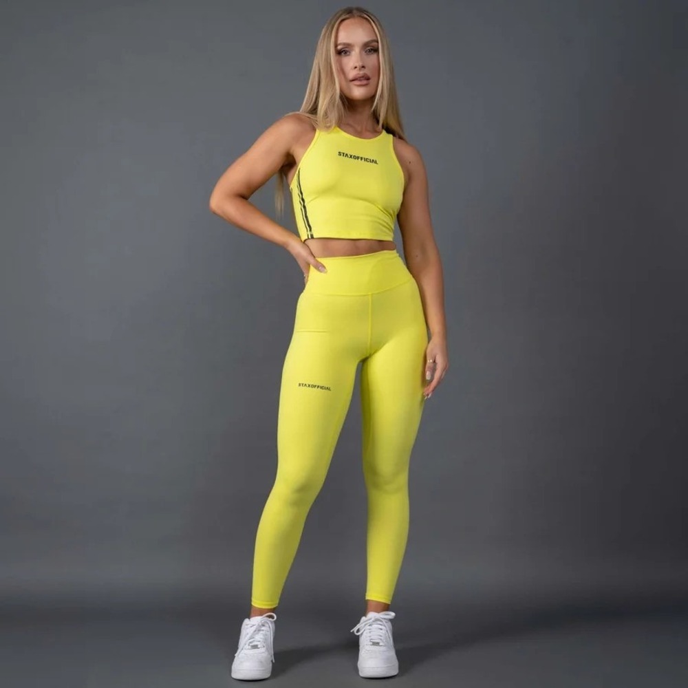 STAX Women's Yellow Best Kept Secret Nandex Full Length Leggings Size M